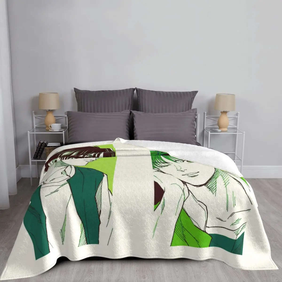 Хлопковое аниме-одеяло с флисовым украшением Kaede Rukawa, дышащие ультрамягкие пледы для дивана, плюшевое тонкое одеяло для путешествий