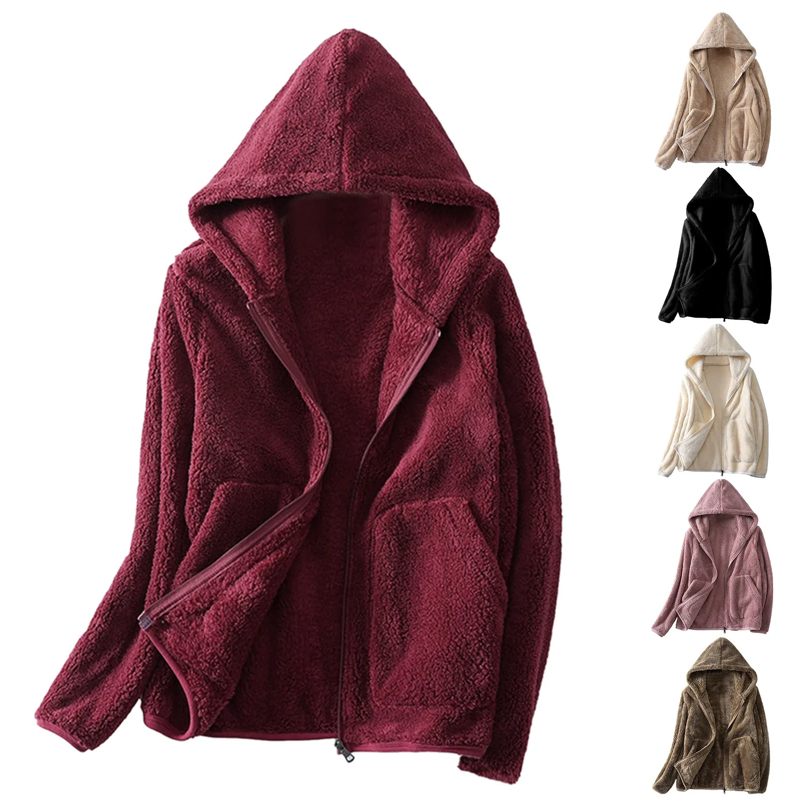 Женская флисовая толстовка с капюшоном, осень-зима, Двойная бархатная толстовка с длинным рукавом Оверсайз, Плюшевое пальто с мягкими карманами, женская куртка 3XL