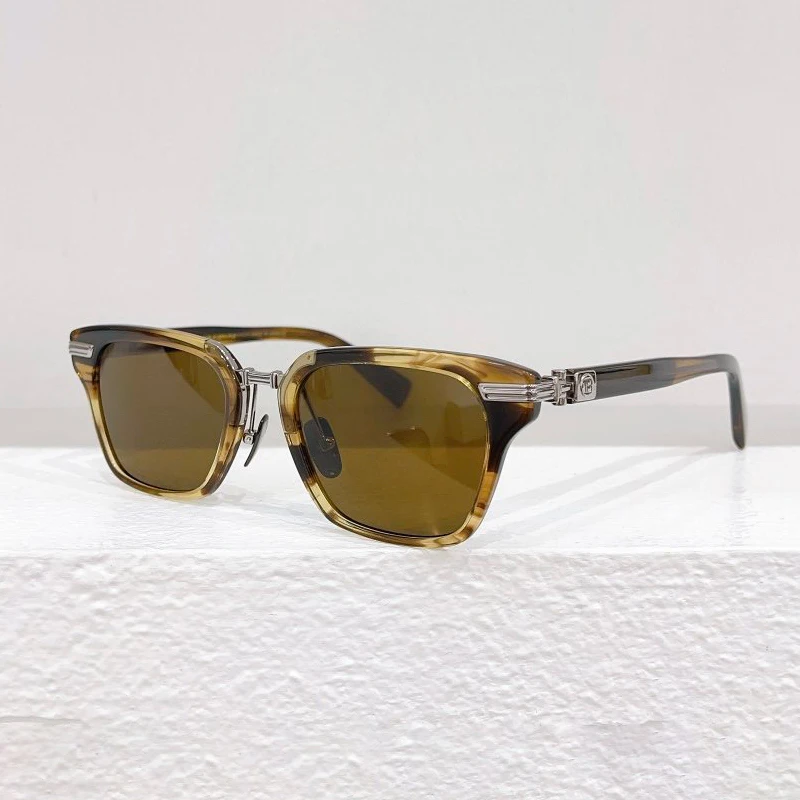 Дизайнерский бренд полосатых коричневых солнцезащитных очков для мужчин BPX-112B, винтажные квадратные солнцезащитные очки ручной работы, ацетатные солнечные очки для женщин