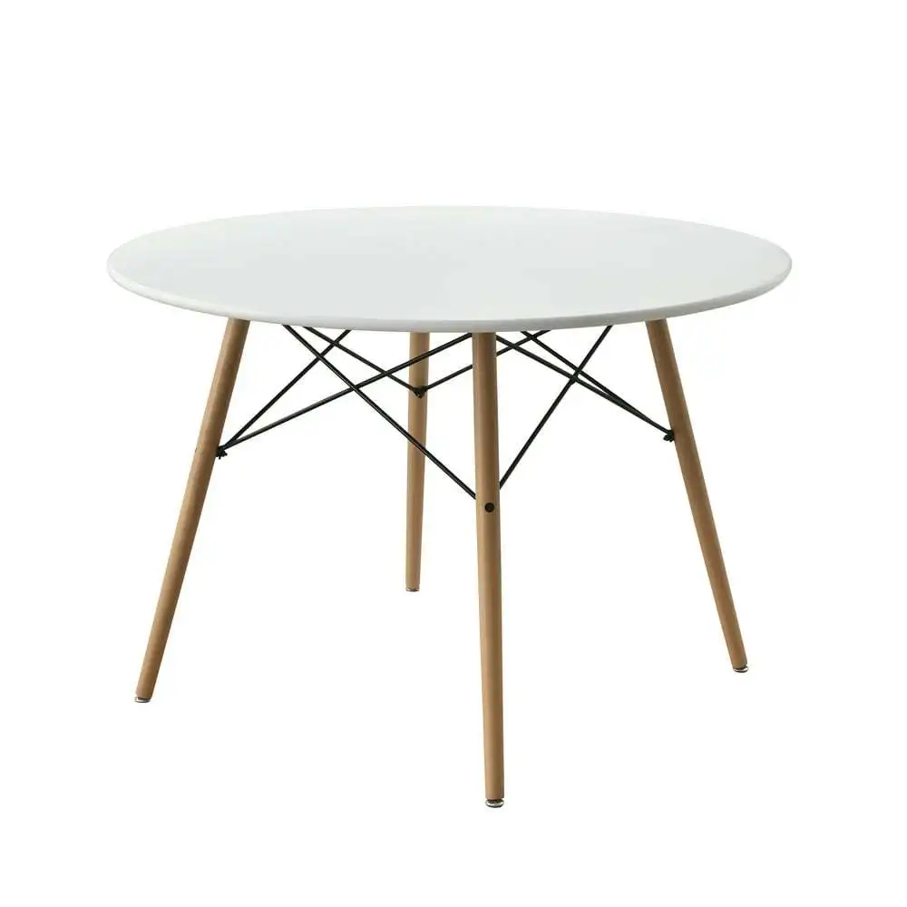 Круглый обеденный стол среднего размера, с 1 столом, бук, белый цвет