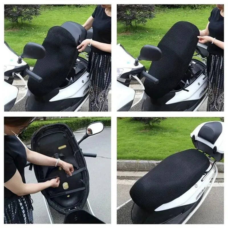 1шт черный Универсальный 3D Сетчатый дышащий Противоскользящий чехол для подушки сиденья мотоцикла