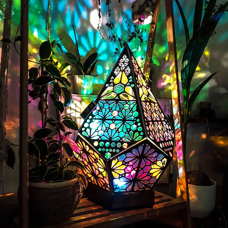 Деревянный торшер, проекционный ночник, Богемный красочный проектор, настольная лампа, домашний декор, Праздничная атмосфера, освещение