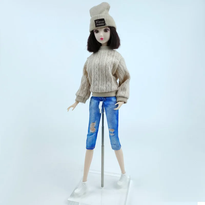 Комплект одежды ручной работы цвета Хаки для куклы Барби, модный топ, укороченные брюки, шляпа, обувь, наряды для кукол Barbie 1/6, аксессуары для кукол, детские игрушки
