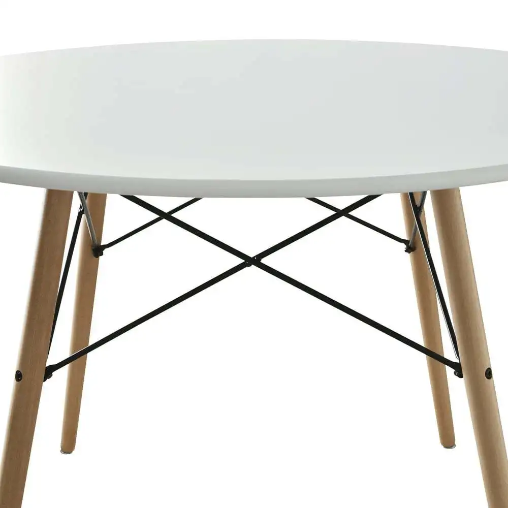 Круглый обеденный стол среднего размера, с 1 столом, бук, белый цвет