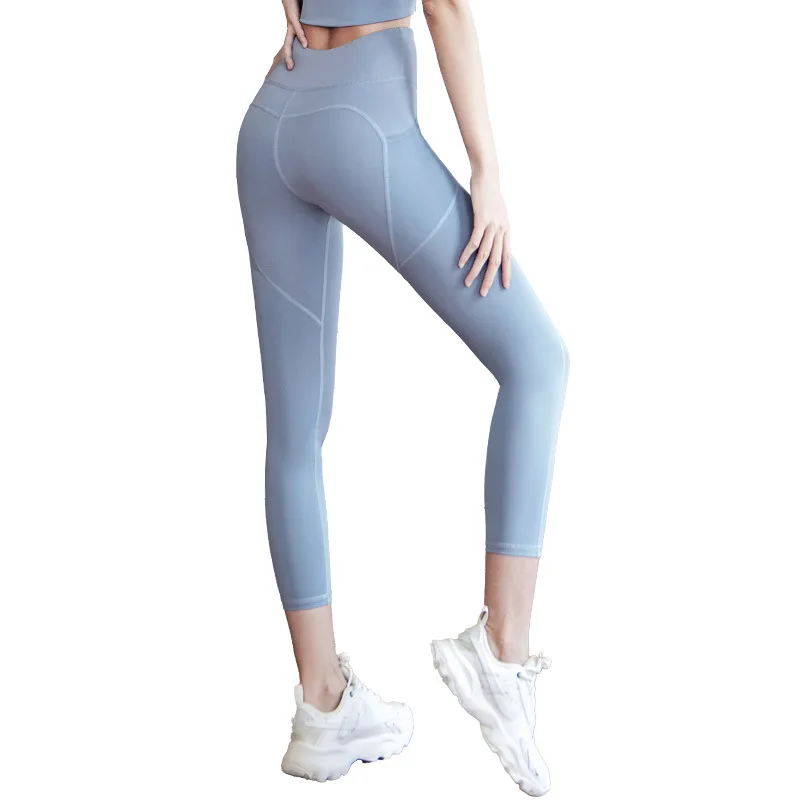 Новые спортивные штаны для йоги в стиле хип-хоп персикового цвета, женские эластичные брюки для йоги с высокой талией, дышащие бесшовные штаны для йоги телесного цвета