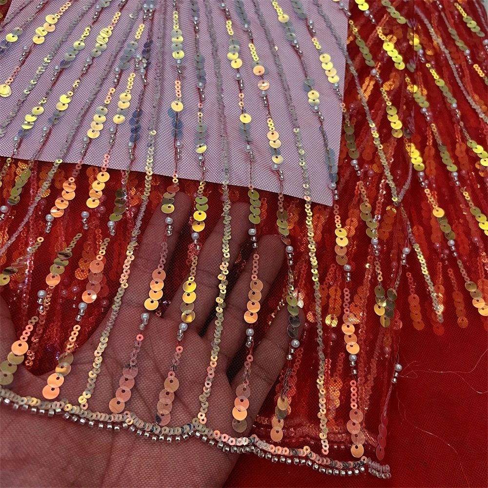 2024 Высококачественная Роскошная Французская тюлевая кружевная ткань с пайетками, Африканская кружевная ткань с пайетками для пошива свадебного платья в Нигерии для вечеринок