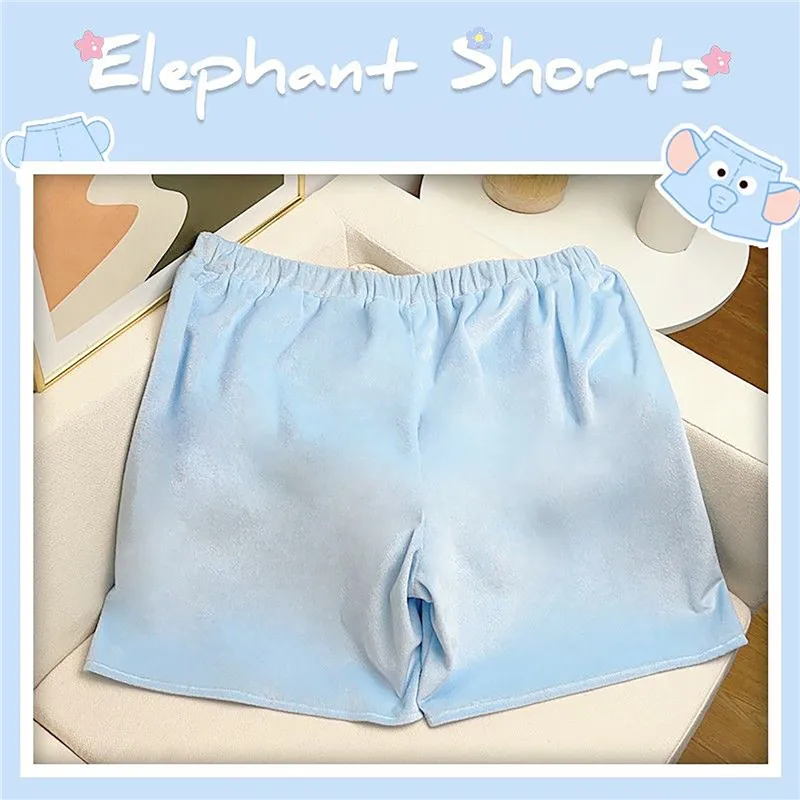 Милые пижамные брюки, Летние повседневные шорты со слоном, Забавная студенческая пижама свободного кроя, Пара коротких штанов