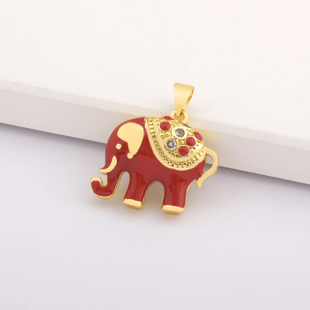 Подвески с эмалью в виде милого слоника и фианитами для изготовления ювелирных изделий, браслет 